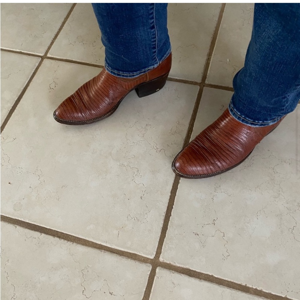 DAN POST LEATHER WESTERN BROWN COWBOY BOOTS 8 1/2 B MENS